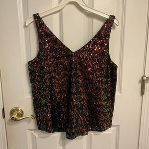LOFT Sequin Double V Shell Top Sleeveless Size Small NWT
